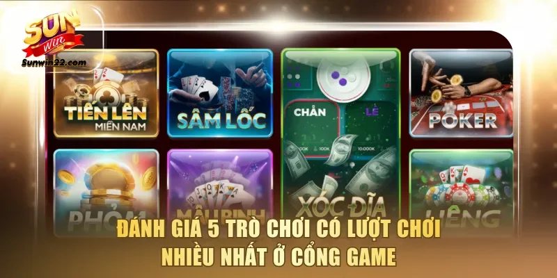 Đánh giá 5 trò chơi có lượt chơi nhiều nhất ở cổng game